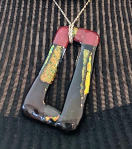 Fused glass pendant with sterling silver chain